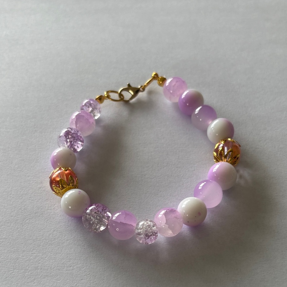 Elegant Purple and Gold Beaded Bracelet